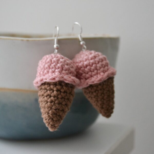 Little Smidge of Happiness ice cream crochet earrings