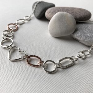 Silver and copper chain necklace