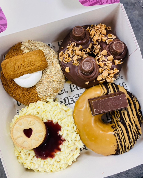 A tray of artisan donuts