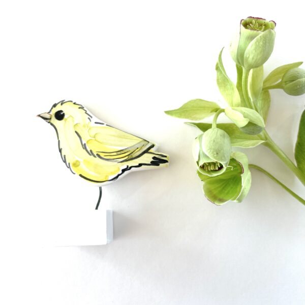 Greenfinch pottery ornament Louise Crookenden-Johnson