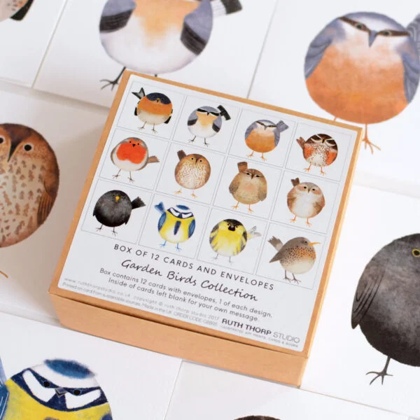 Garden Birds Box of 12 Small Cards by Ruth Thorp Studio