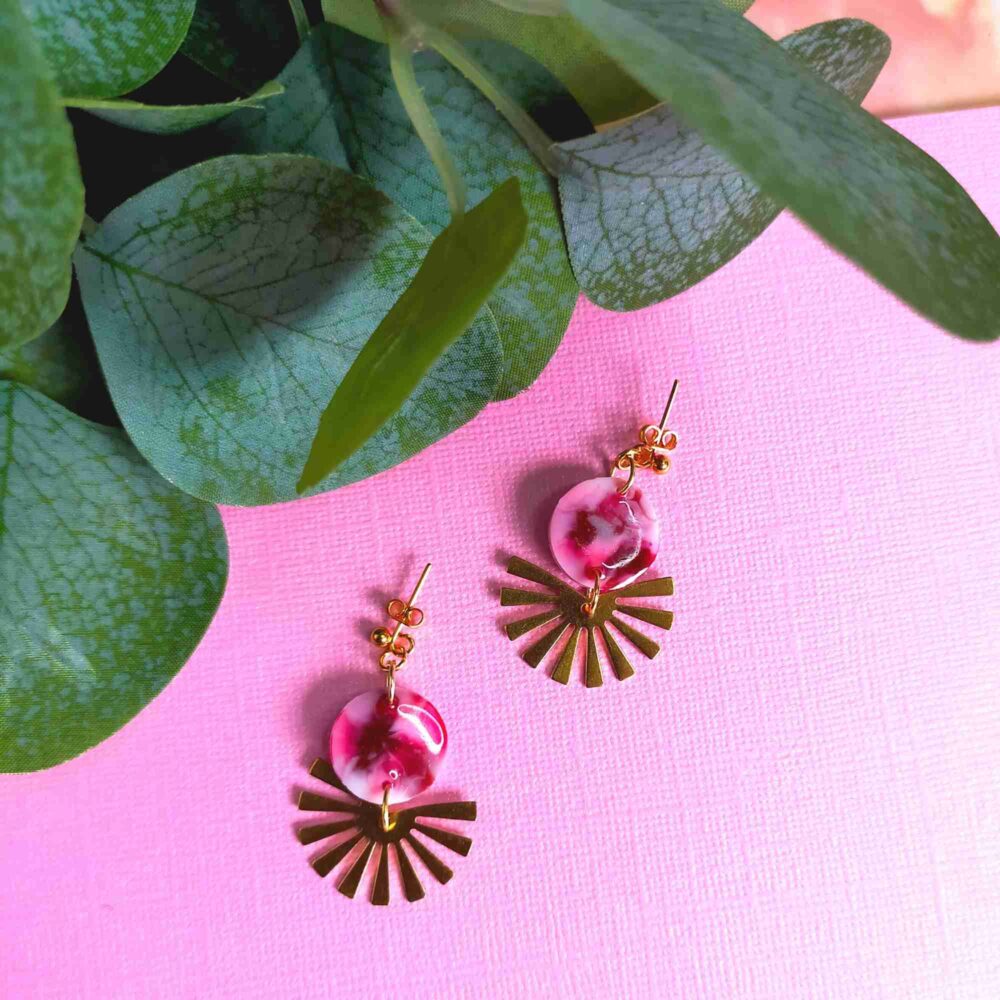 CREATED BY LAU Kayla Marbled Resin Sunrays Charm Earring