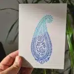 big blue paisley greeting card by naila ahmad london