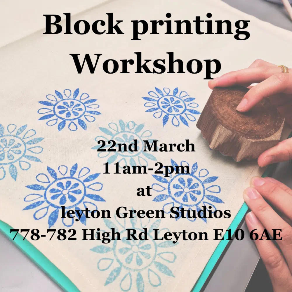 block printing workshop poster