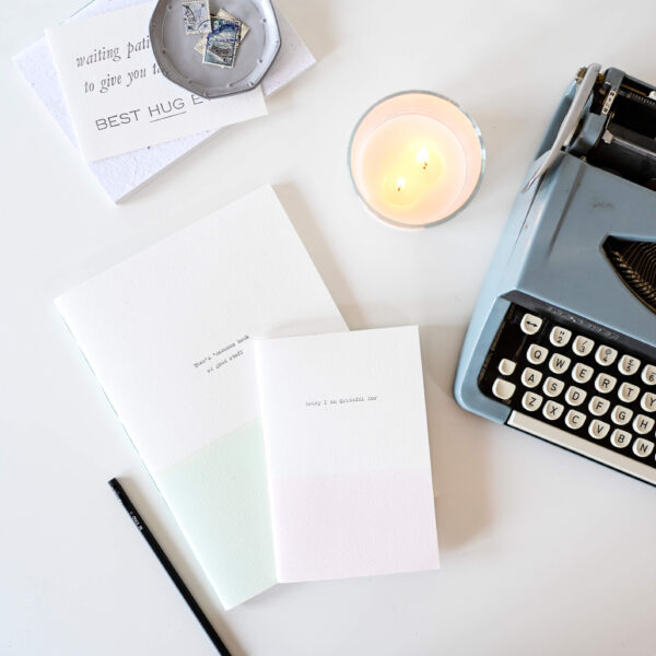 Pale pink and green personalised notebooks