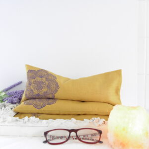 mustard eye pillow hand ade mandala design