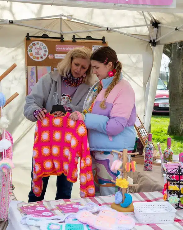 Langham Handmade Fair Pink stallholders two ladies