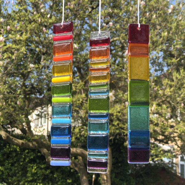 Colourful hanging light catcher by Heartwood Glass