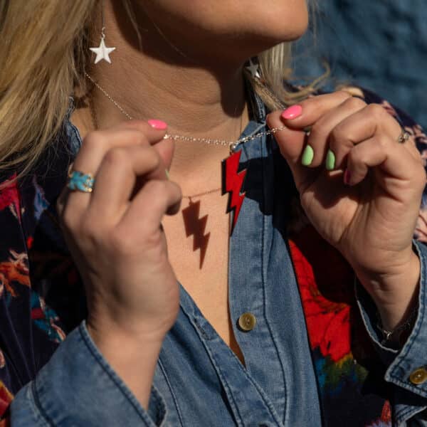 Enamel lightning pendant