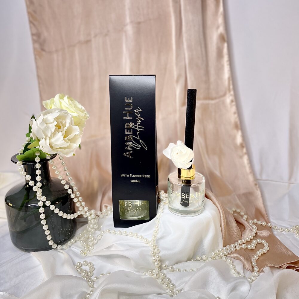 Amber Hue Candles, Long lasting flower reed diffusers