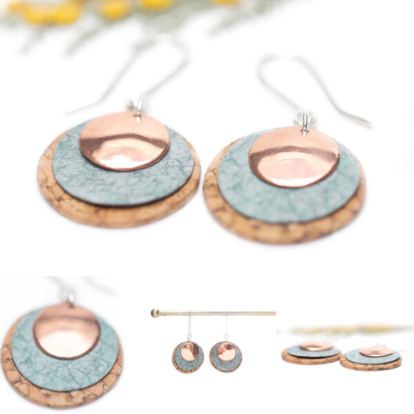 Paper Rose Crafts, Cork, Paper and Copper Petal Earrings
