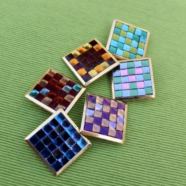 French Mosaic Glass Brooches 1980s