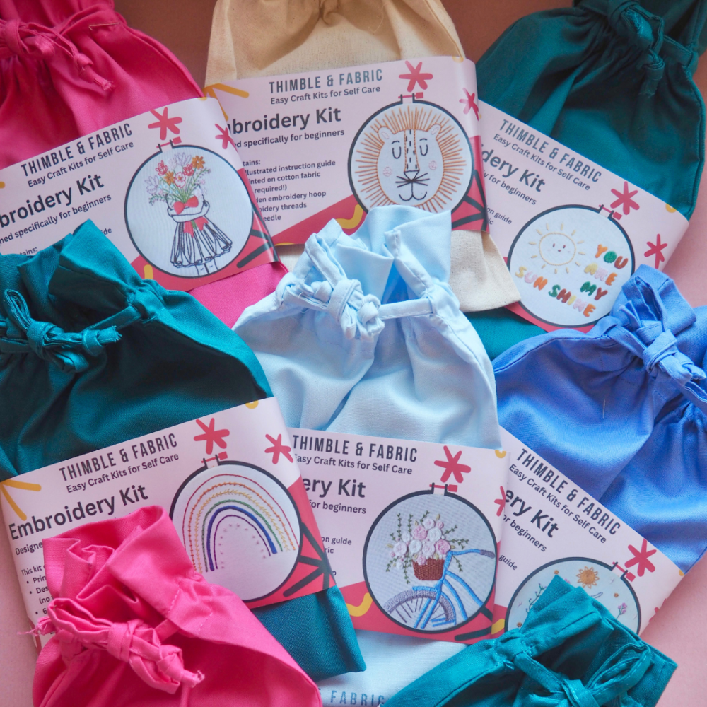 thimble and fabric embroidery kits for beginners