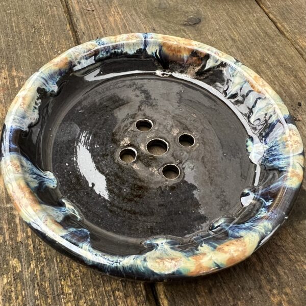 Stoneware round soap dish