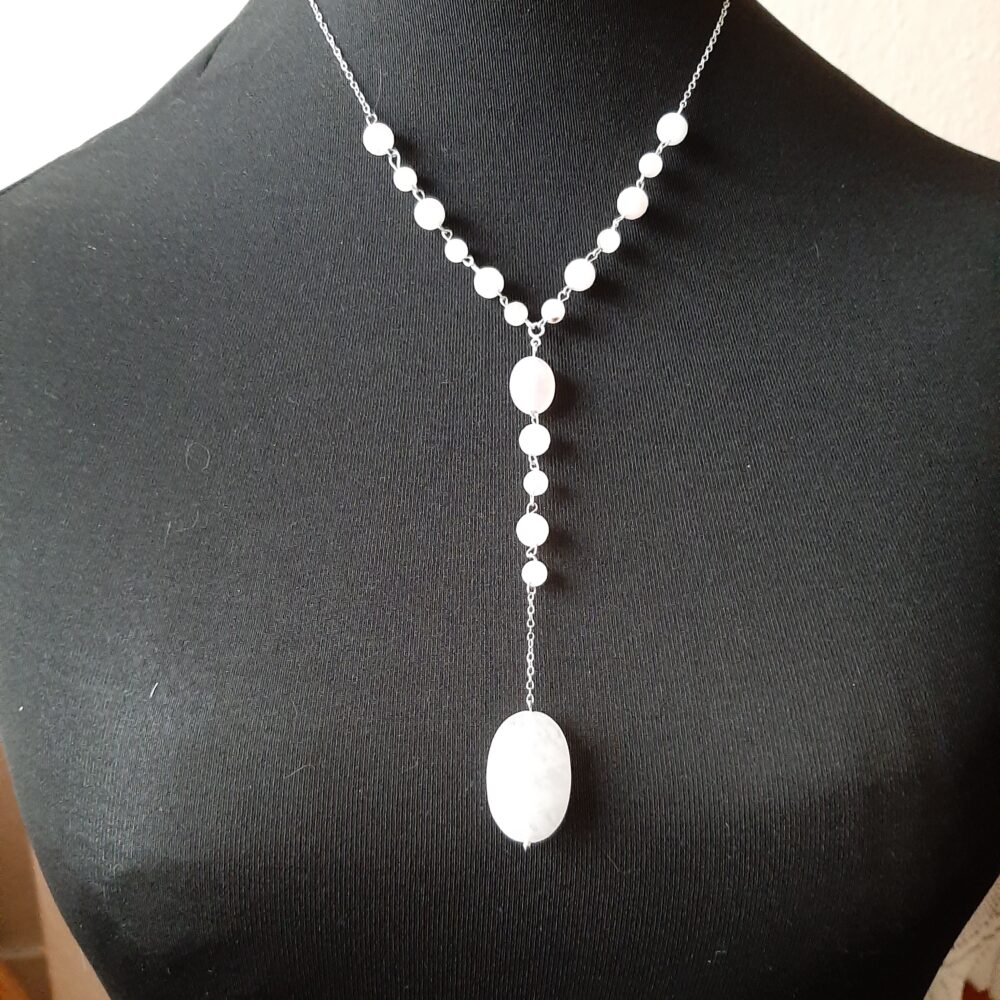 Beady Mama Jewellery - Pedddle - Rose Quartz and Silver Love Necklace