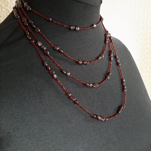 Garnet and Glass Multi Strand Necklace