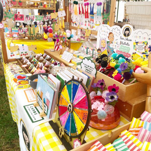 The brightest, most colourful stock including bags, pins, headbands, necklaces and earrings