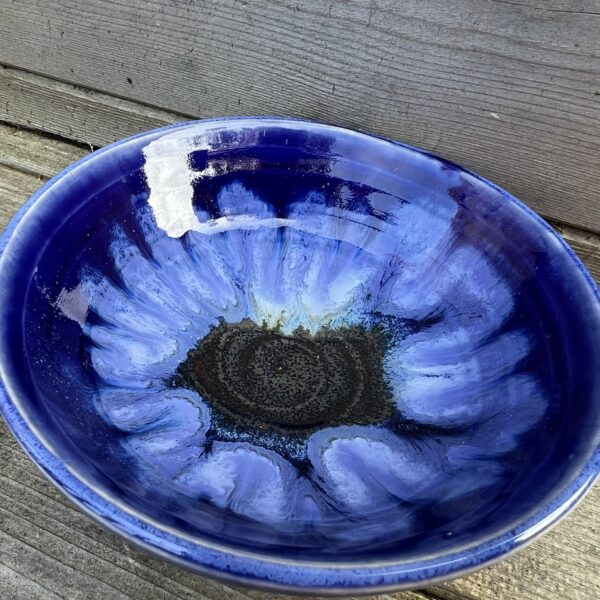 Blue and white swirl stoneware dish