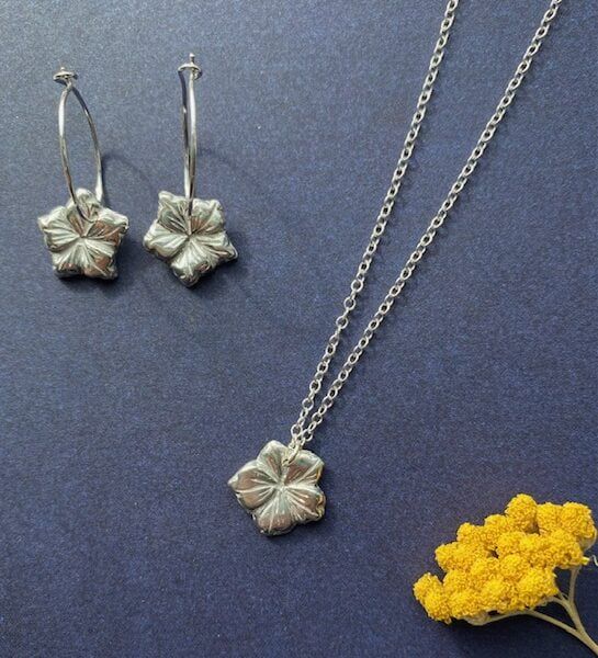 Achillea Jewellery, Wild Geranium Silver Flower Pendant