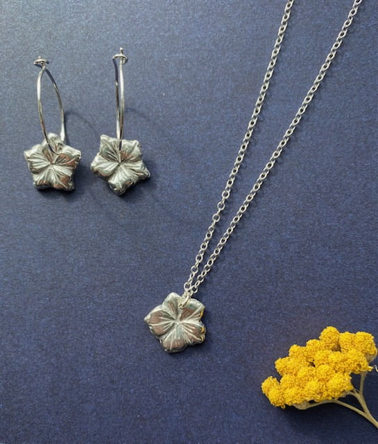 Achillea Jewellery, Wild Geranium Silver Flower Pendant