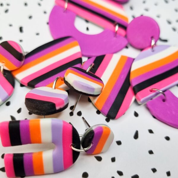 Offbeat Designs Neon stripy earrings