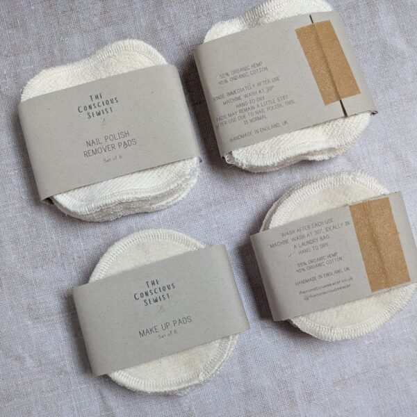 Reusable facial rounds and nail polish remover pads by The Conscious Sewist