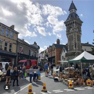 Clock Tower market traders on Hay-on-Wye Thursday Market