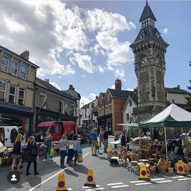 Clock Tower market traders on Hay-on-Wye Thursday Market - Hay Winter Weekend Market