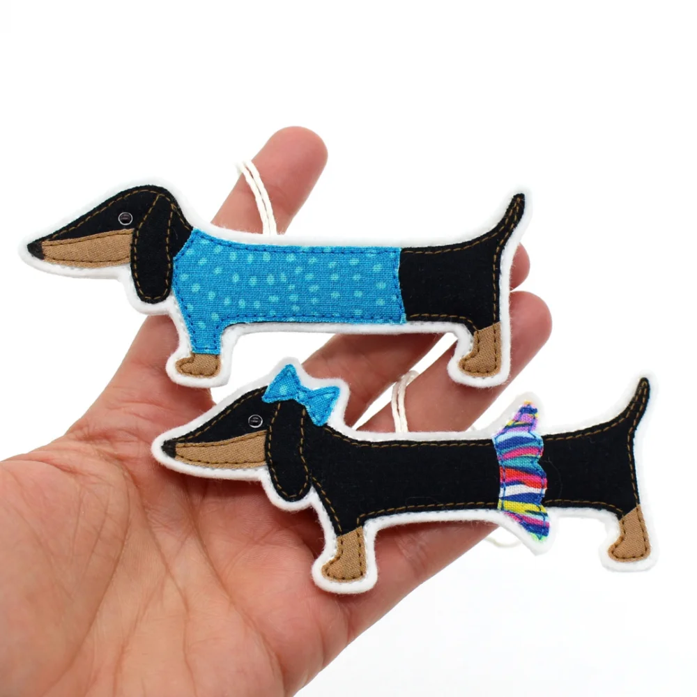 Mella's Makings - Dachshund Decorations - Dog Decorations with a jumper and a tutu with hair bow