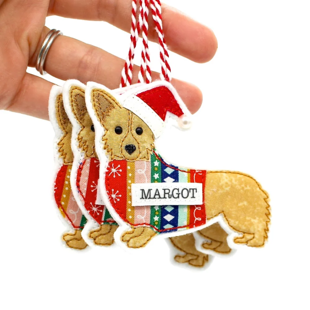Mella's Makings - Corgi Dog Breed Christmas Decoration with Santa hat and Christmas jumper
