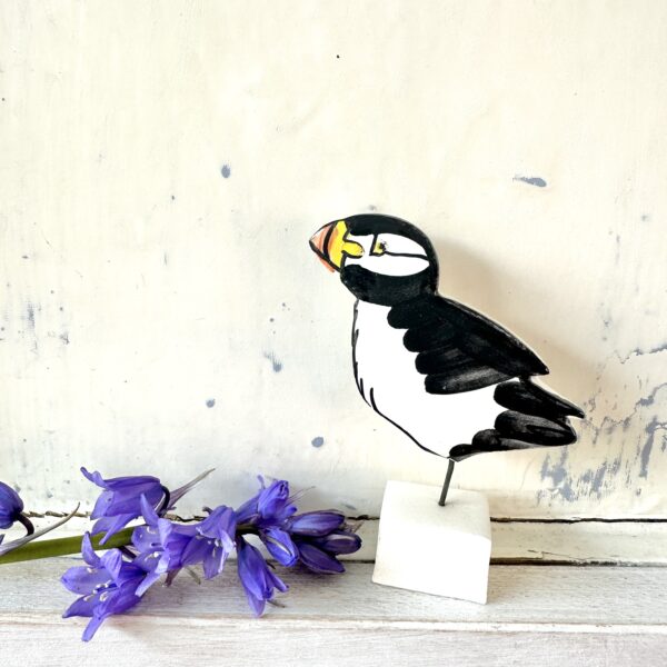 puffin, Pottery ornament, Louise Crookenden-Johnson