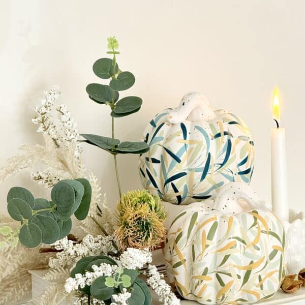 Handpainted ceramic pumpkins by Tasha Samasuwo