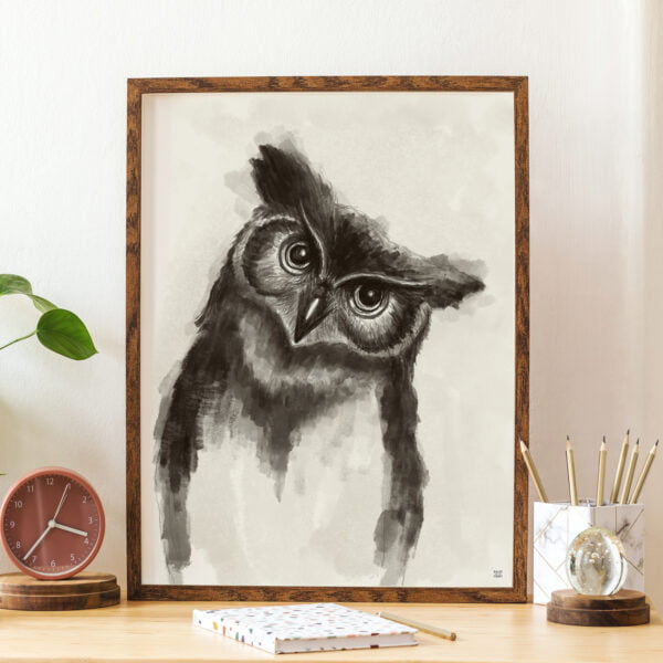 Brian The Owl Wall Art Print by Baldy And The Fidget
