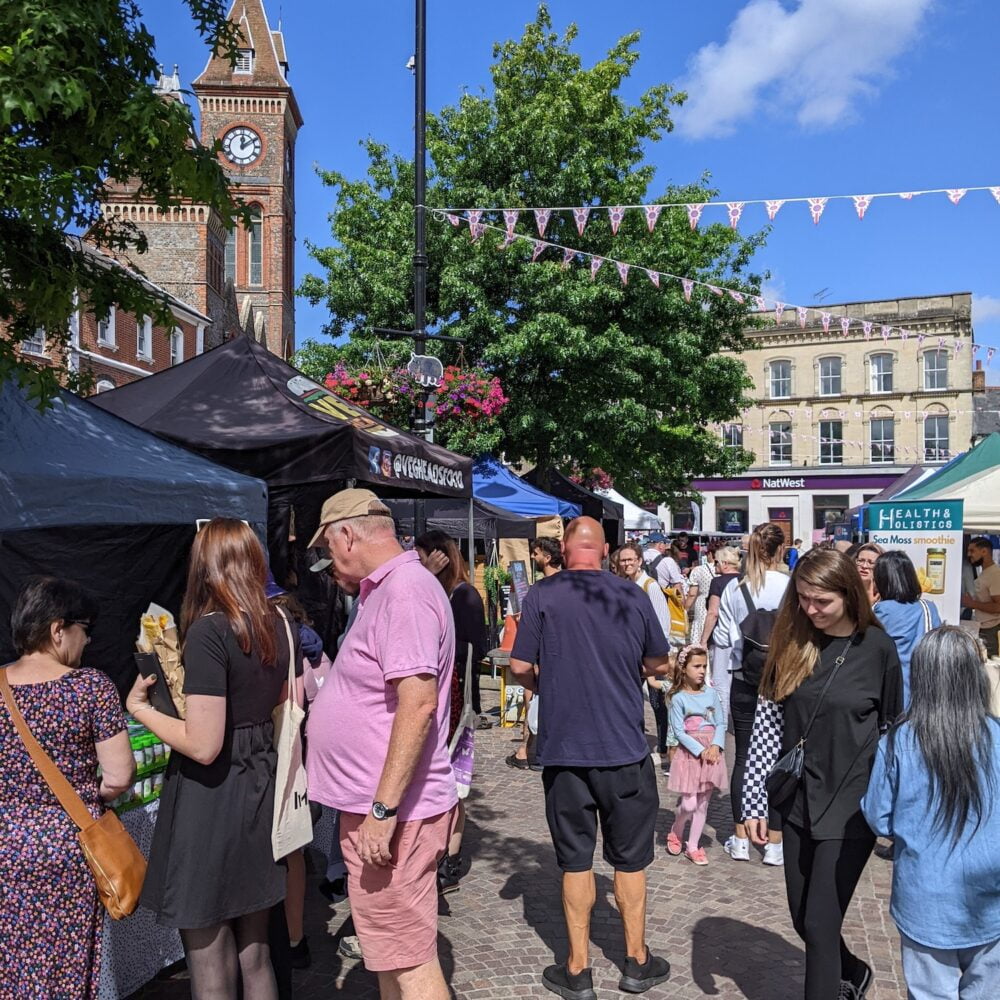customers at newbury. vegan market by Vegan Fairs