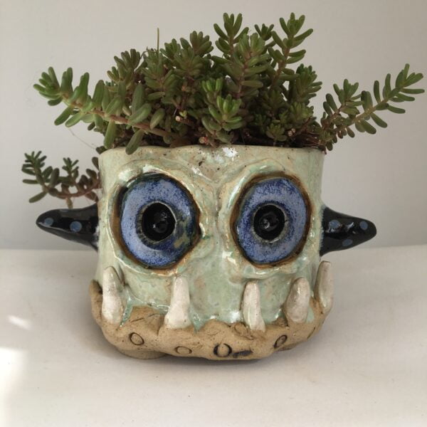A monster ceramic pot made by Funkyfish Ceramics
