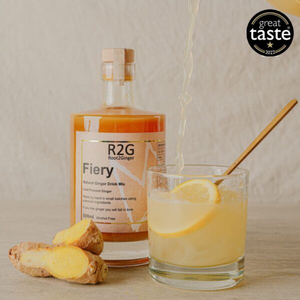 Raw Cane sugar, cold pressed ginger and lemon. Delicious with sparkling or still water or as a hot drink