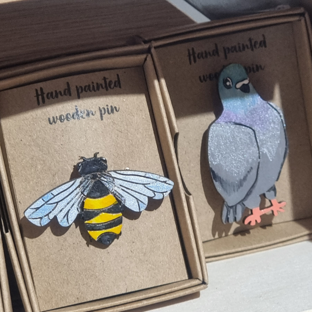 Hand painted wooden pins