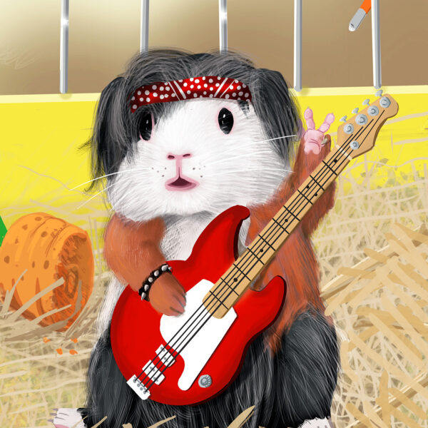 Guinea pig bassist illustration