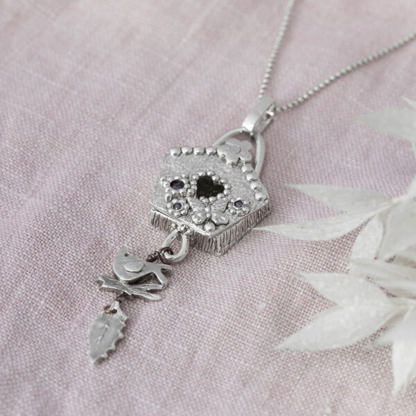 Susie Bond Jewellery, a fine silver birdhouse pendant