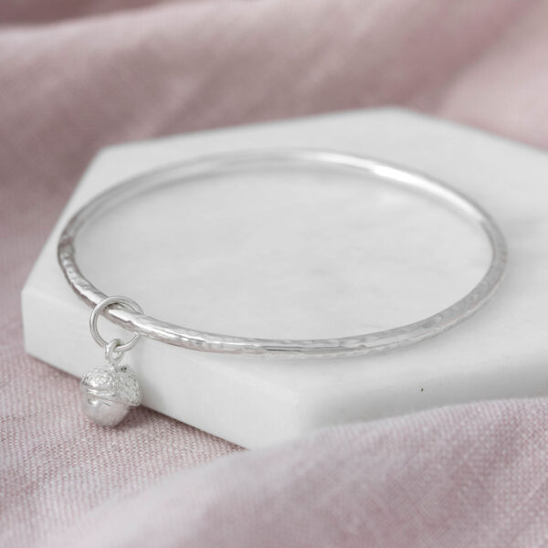 Susie Bond Jewellery, a gorgeous fine silver acorn charm on a sterling silver bangle