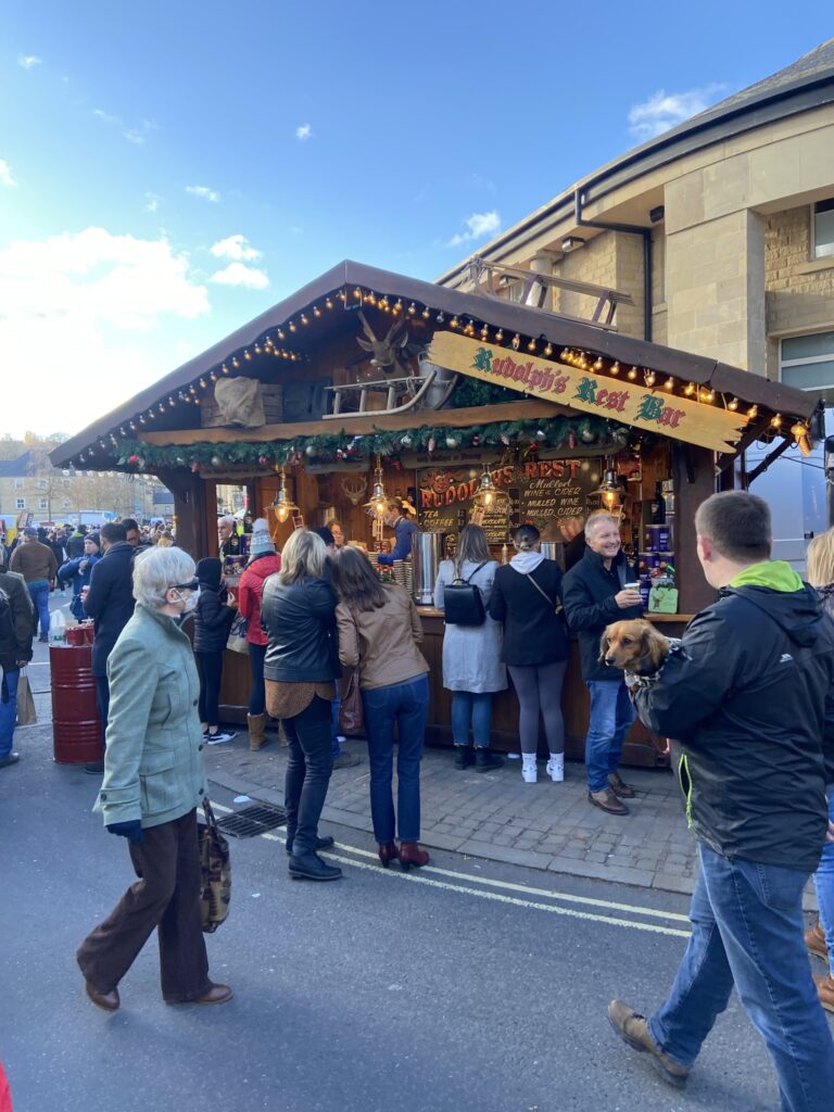 Shoppers gathered round a stand at Pocklington Christmas Market in Yorkshire.