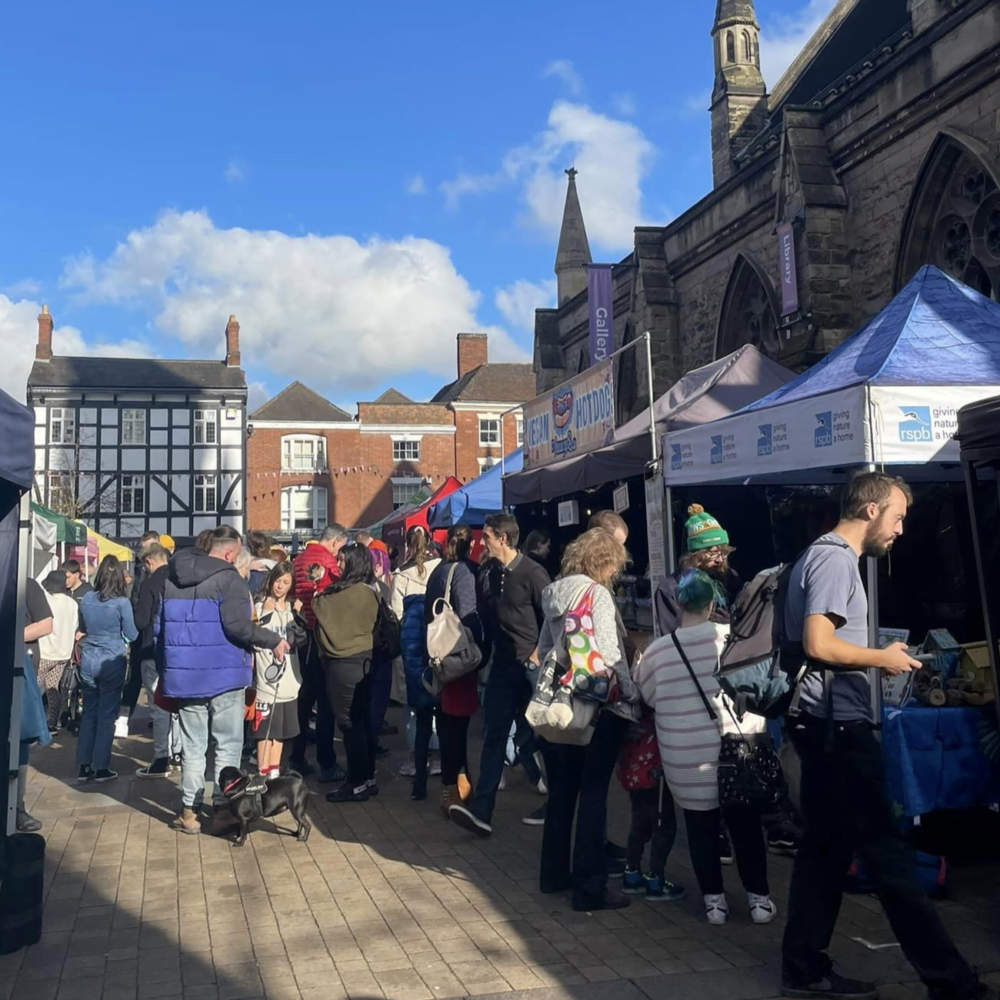 Vegan Market stalls on Lichfield Market Square