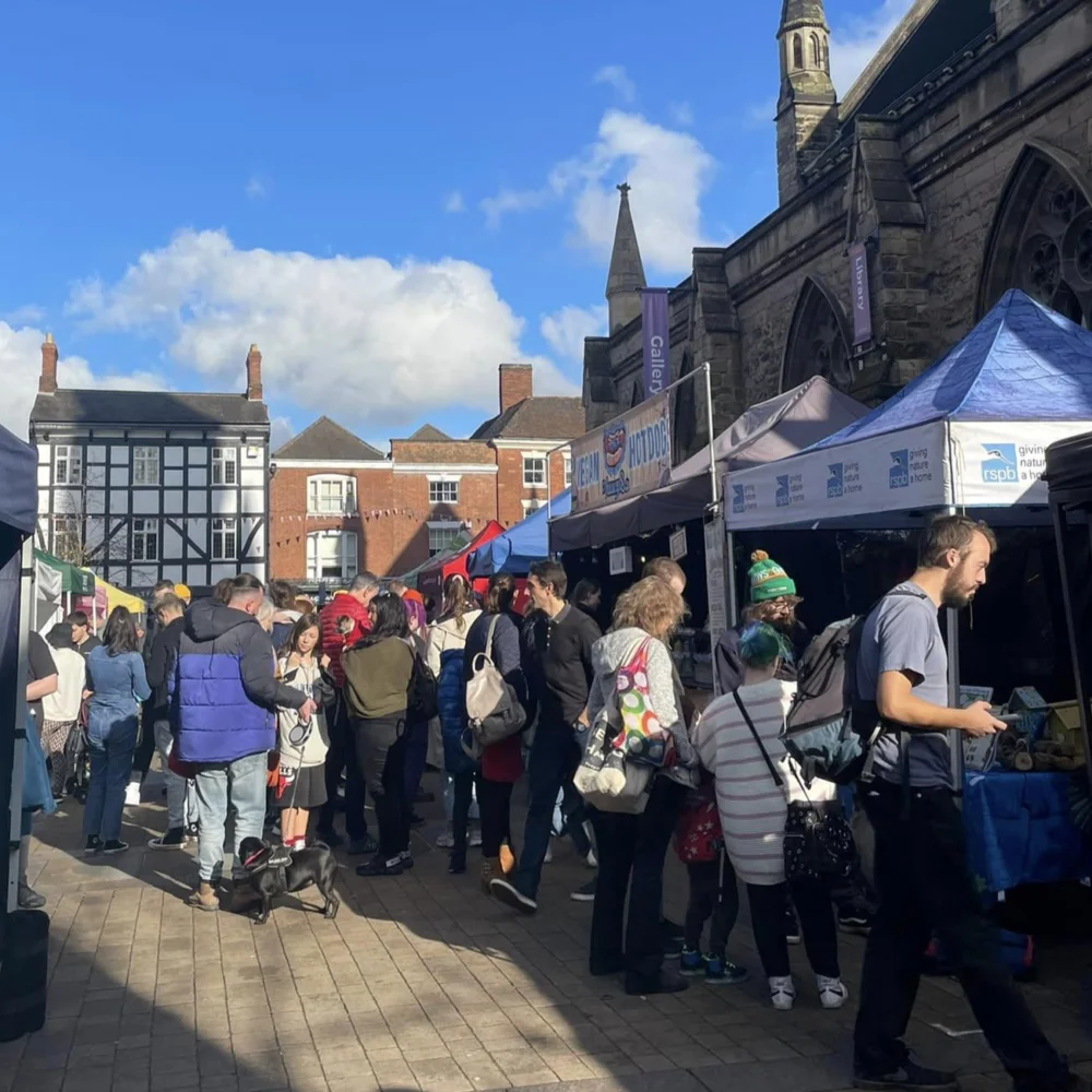 Vegan Market stalls on Lichfield Market Square