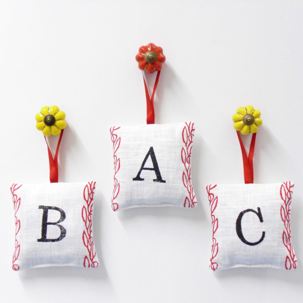 alphabet lavender sachet by Naila Ahmad LONDON
