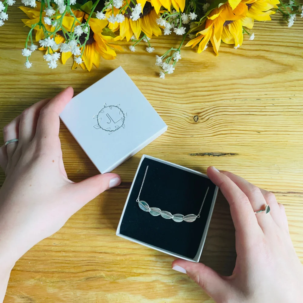 Scatter 5 leaf necklace - Handmade from Sterling silver by Jen Lithgo