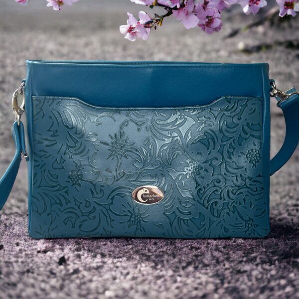 Teal Zynah crossbody bag, chamaeleon & co multiple pockets in faux leather