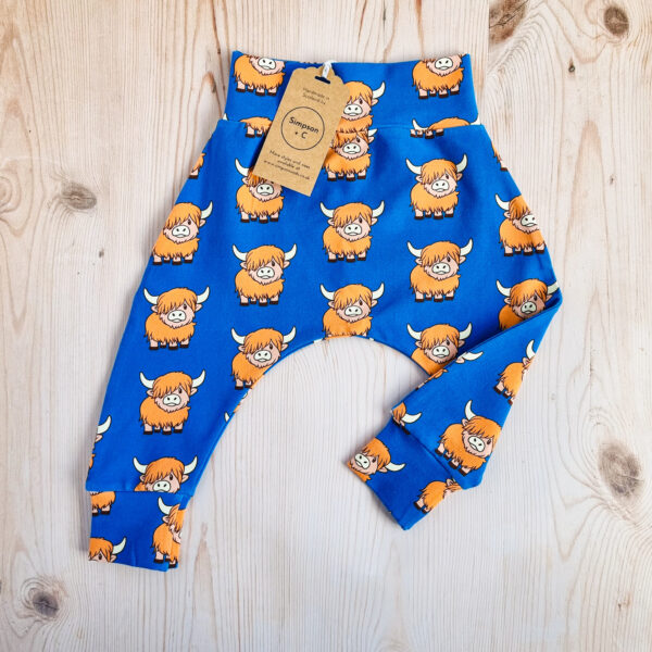 Simpson + C: Highland Cow Trousers. Handmade baby and children's clothing.