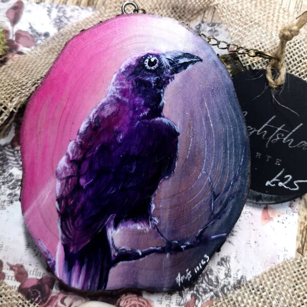 Nightshade Arte, Crow bathed in Pink