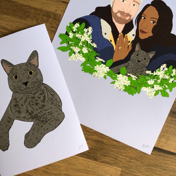 BeiCreative, Bespoke illustrated portraits of people and pets, art prints