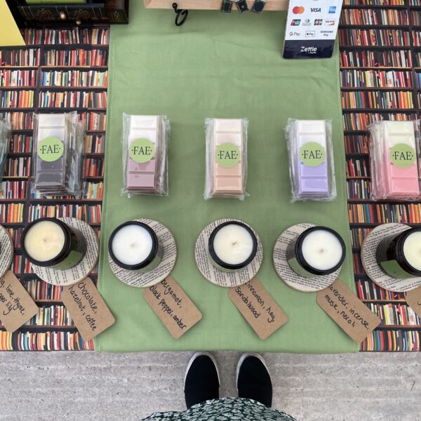 A birds eye view image of a Fae Candle Co. stall